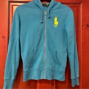 Polo Ralph Lauren Blue Zip Up with Green Embroidered Logo (Women’s S)